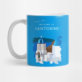 Santorini, Greece - retro travel poster Mug